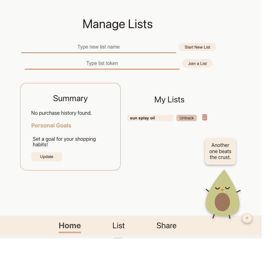 Smart shopping list web app